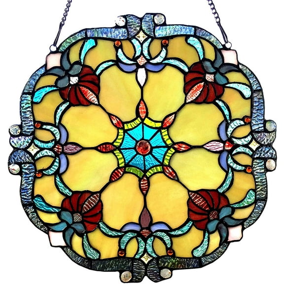 RADIANCE Goods Tiffany-Glass Victorian Window Panel 18" Wide