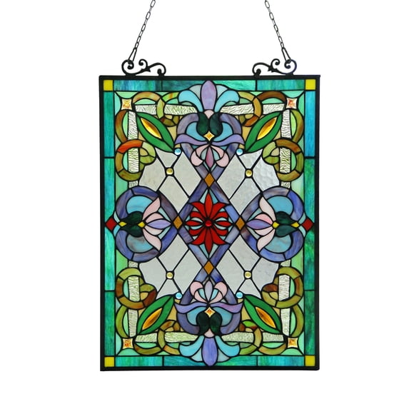 RADIANCE Goods Tiffany-Glass Victorian Window Panel 18x25.5