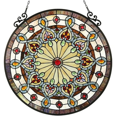 RADIANCE Goods Tiffany-Glass Victorian Window Panel 23.5"