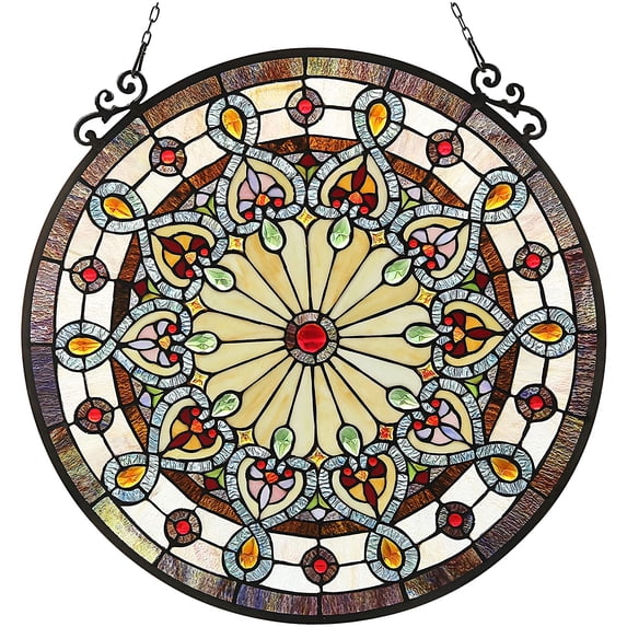 RADIANCE Goods Tiffany-Glass Victorian Window Panel 23.5"