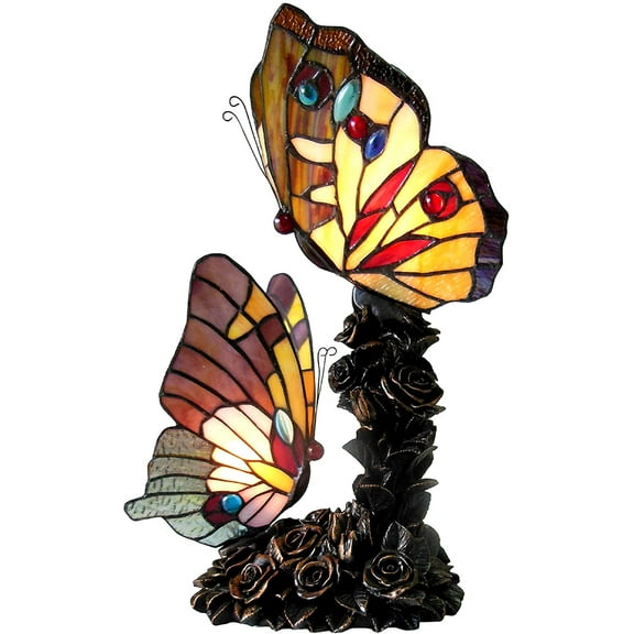 RADIANCE Goods Tiffany-Style 2 Light Butterfly Table Lamp 10" Wide
