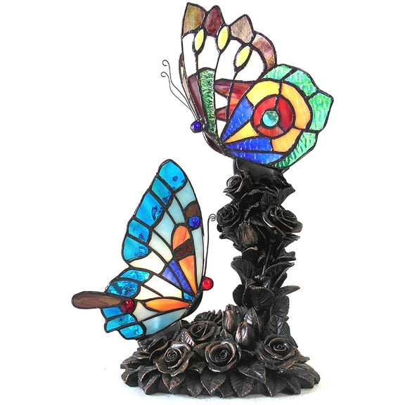 RADIANCE Goods Tiffany-Style 2 Light Butterfly Table Lamp 10" Wide