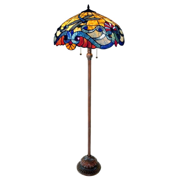 RADIANCE Goods Tiffany-Style 2 Light Dragonfly Floor Lamp 18" Shade