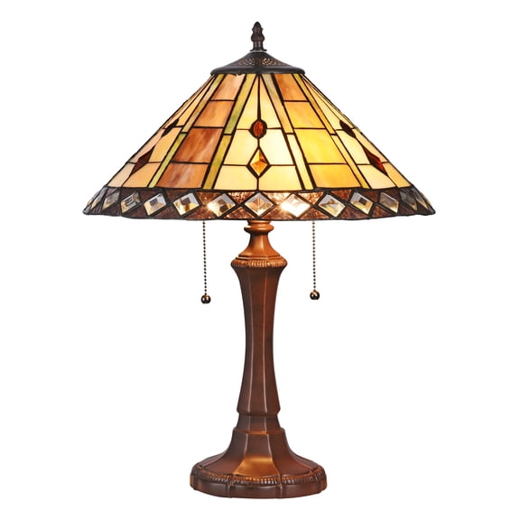 RADIANCE Goods Tiffany-Style 2 Light GeometricTable Lamp 16" Shade