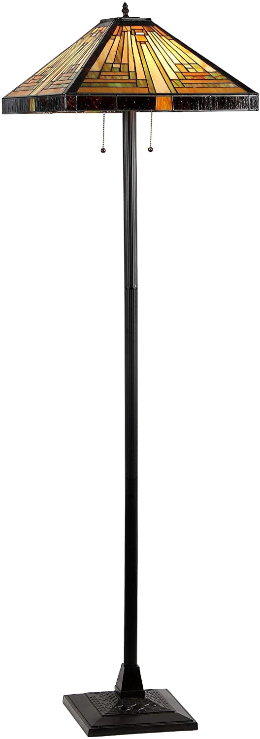 RADIANCE Goods Tiffany-Style 2 Light Mission Floor Lamp 18" Shade