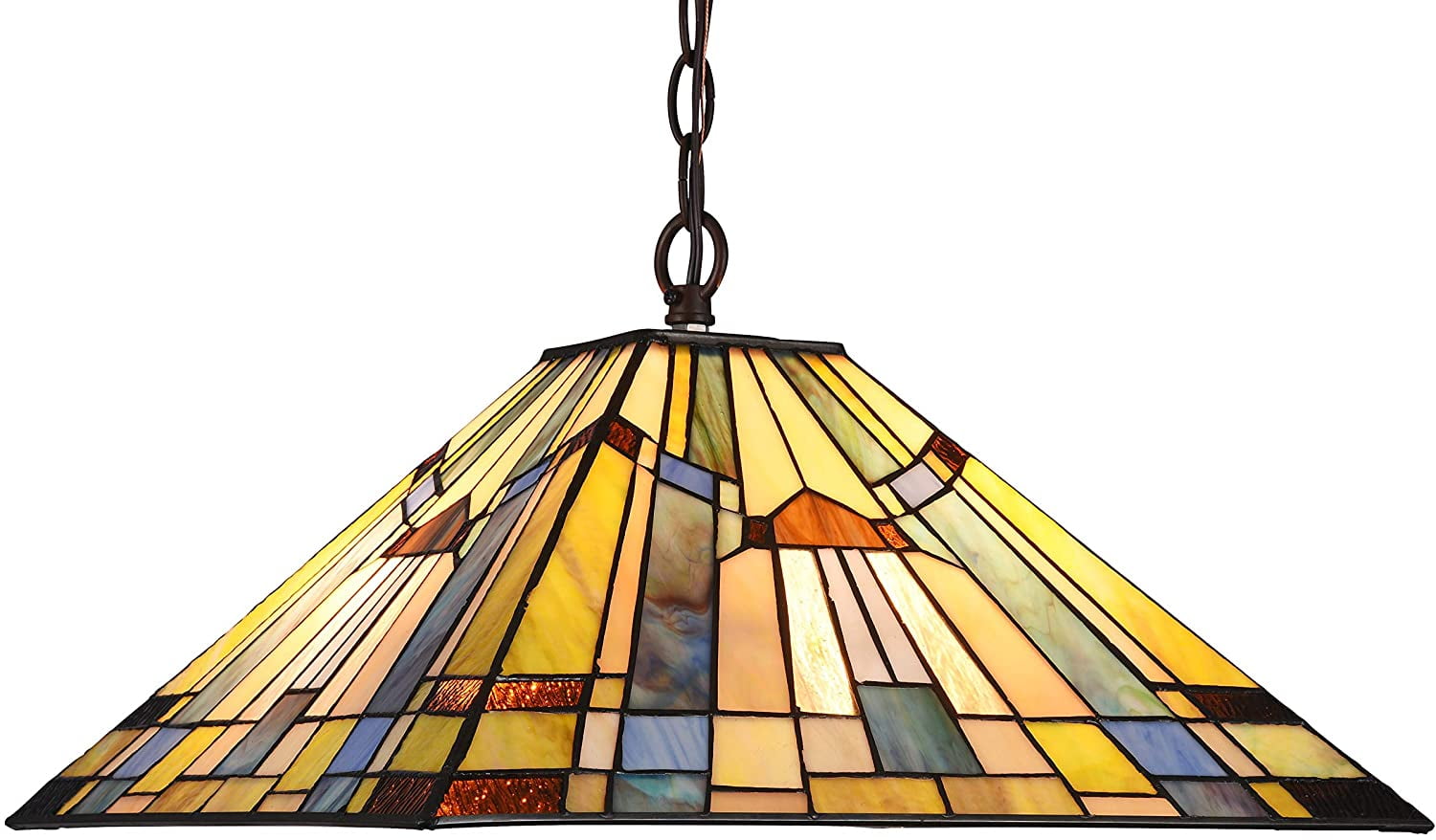 RADIANCE Goods Tiffany-Style 2 Light Mission Hanging Pendant Fixture 16" Shade