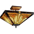 thumbnail image 1 of RADIANCE Goods Tiffany-Style 2 Light Mission Semi-Flush Ceiling Fixture 14" Shade, 1 of 2