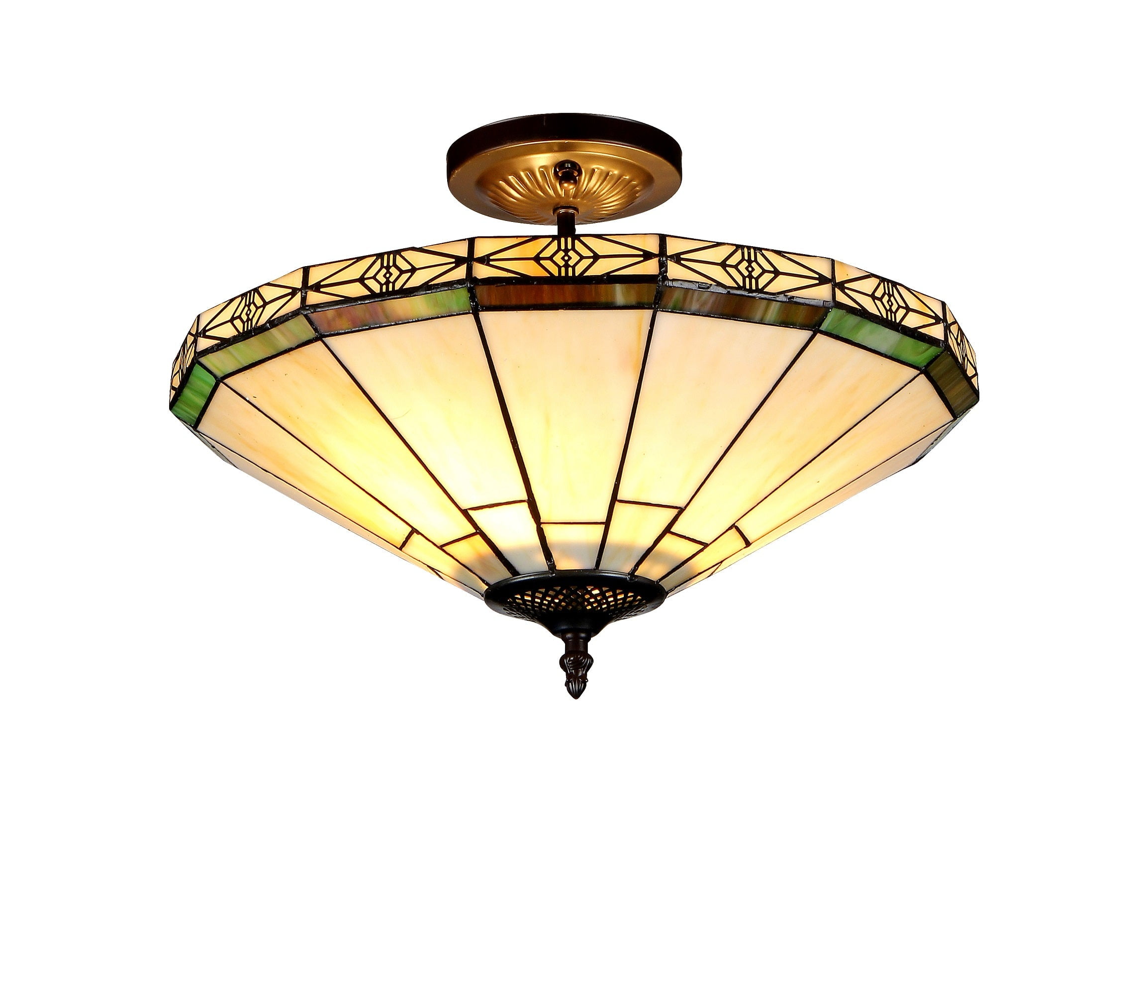 RADIANCE Goods Tiffany-Style 2 Light Mission Semi-Flush Ceiling Fixture 16" Shade