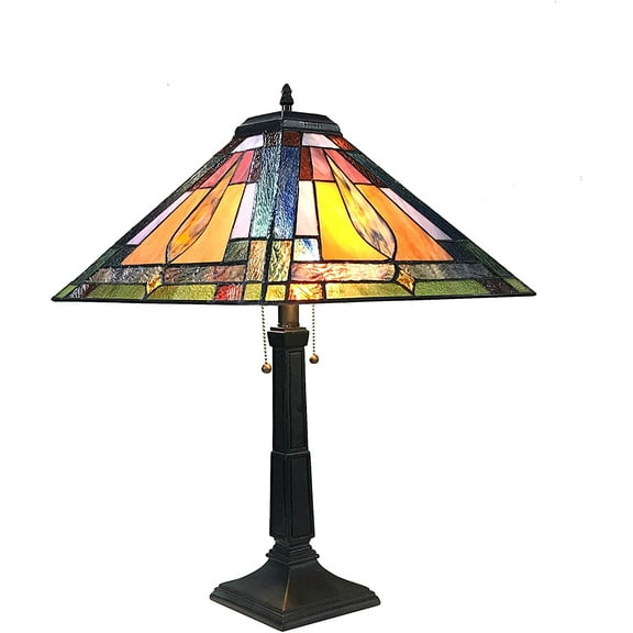 RADIANCE Goods Tiffany-Style 2 Light Mission Table Lamp 16" Shade