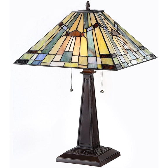 RADIANCE Goods Tiffany-Style 2 Light Mission Table Lamp 16" Shade