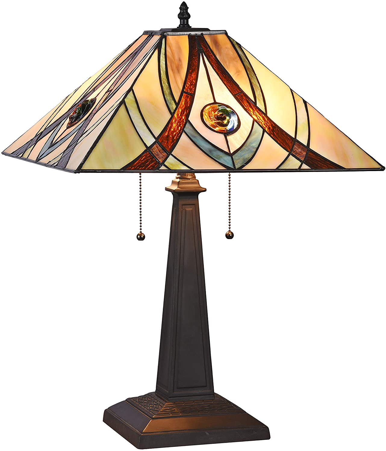 RADIANCE Goods Tiffany-Style 2 Light Mission Table Lamp 16" Shade