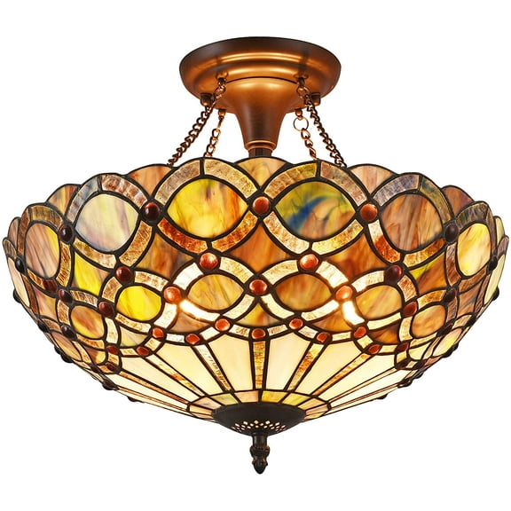 RADIANCE Goods Tiffany-Style 2 Light Semi-Flush Ceiling Fixture 16" Shade