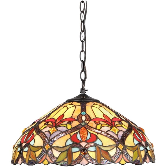 RADIANCE Goods Tiffany-Style 2 Light Victorian Ceiling Pendant Fixture 18" Shade