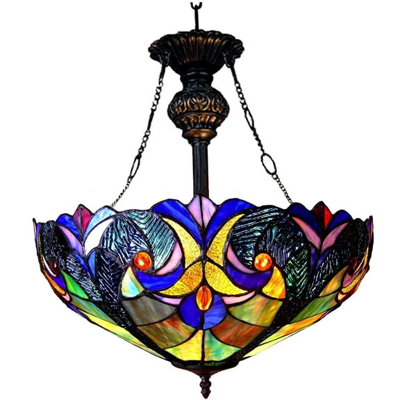 RADIANCE Goods Tiffany-Style 2 Light Victorian Inverted Ceiling Pendant 18" Shade