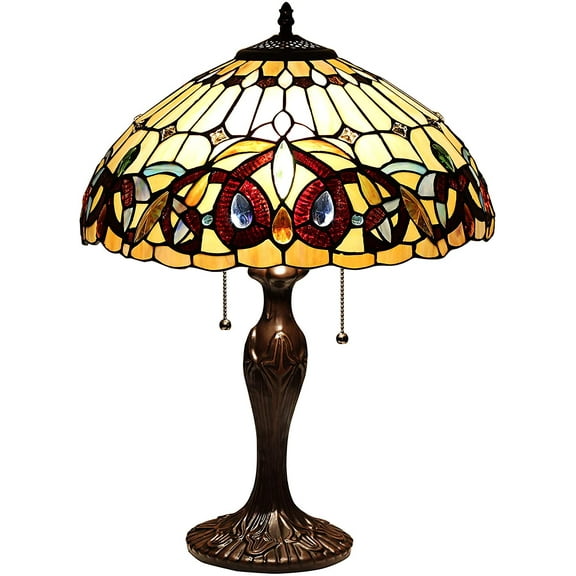 RADIANCE Goods Tiffany-Style 2 Light Victorian Table Lamp 16" Shade