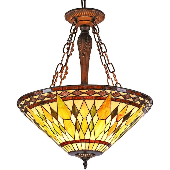 RADIANCE Goods Tiffany-Style 3 Light Inverted Ceiling Pendant 20" Shade