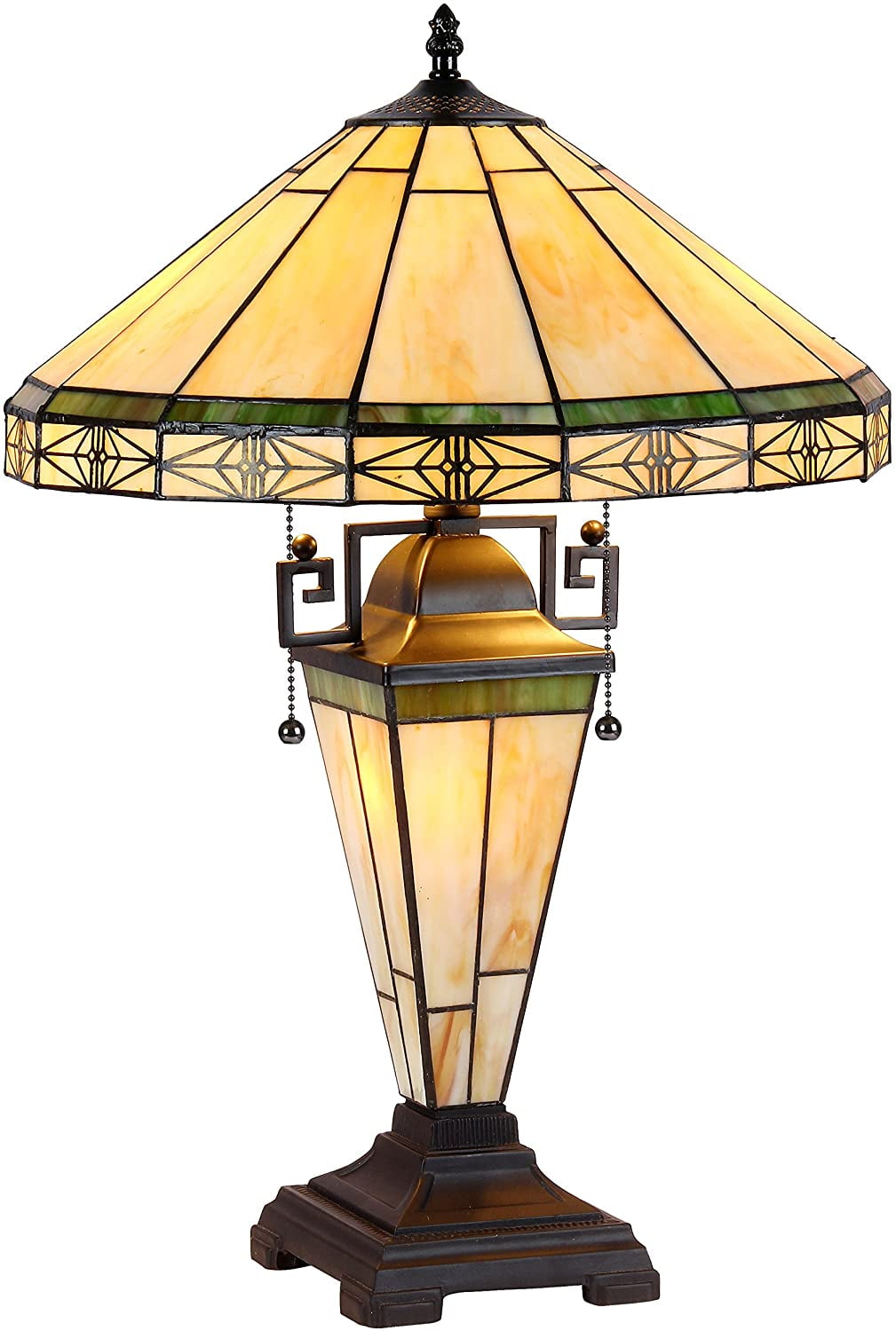 RADIANCE Goods Tiffany-Style 3 Light Mission Double Lit Table Lamp 16" Shade