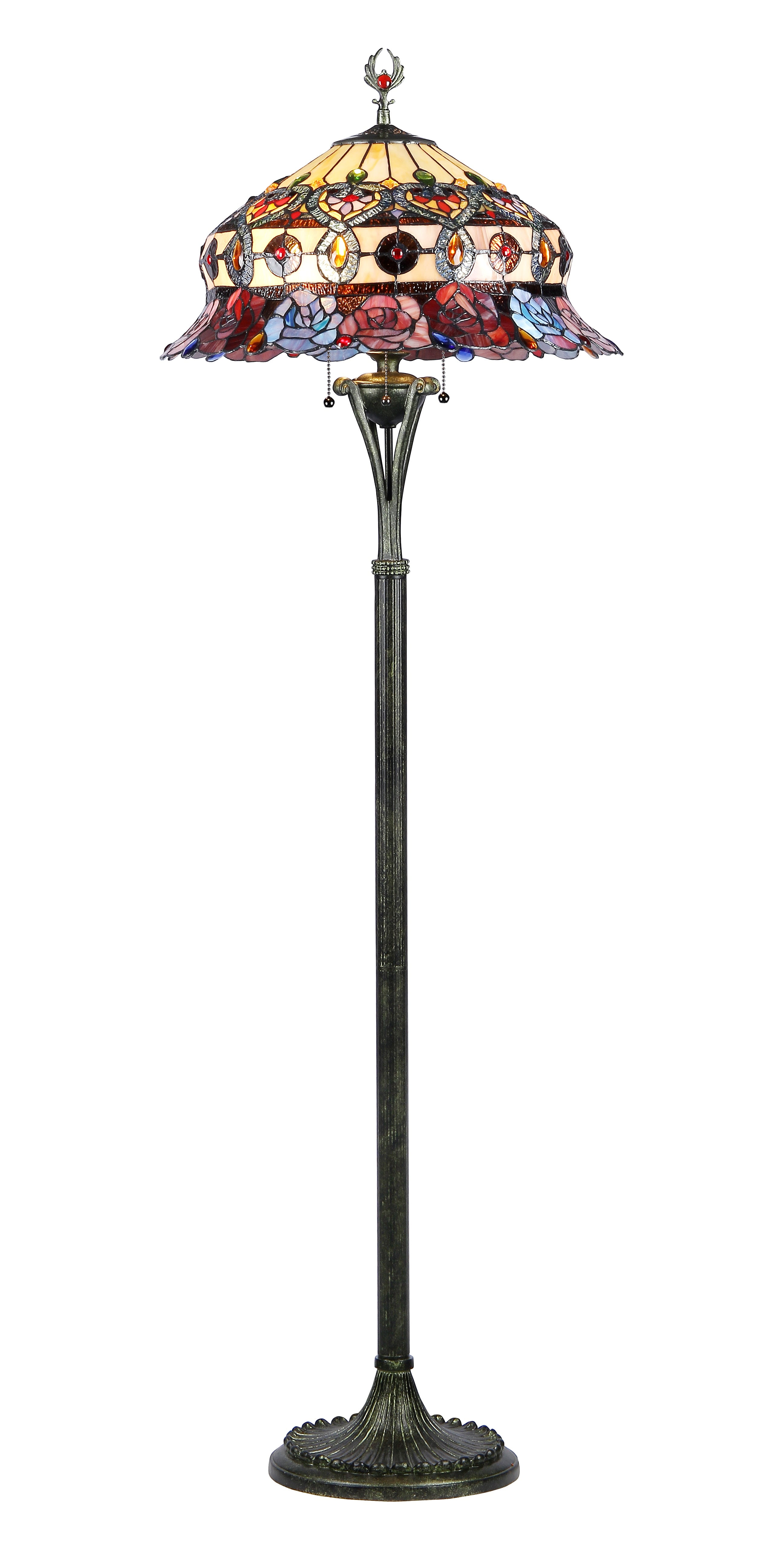 RADIANCE Goods Tiffany-Style 3 Light Roses Scalloped Floor Lamp 20" Shade