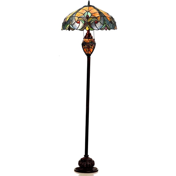 RADIANCE Goods Tiffany-Style 3 Light Victorian Double Lit Floor Lamp 18" Shade