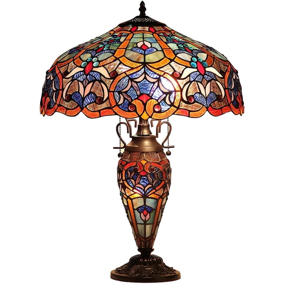 RADIANCE Goods Tiffany-Style 3 Light Victorian Double Lit Table Lamp 18" Shade