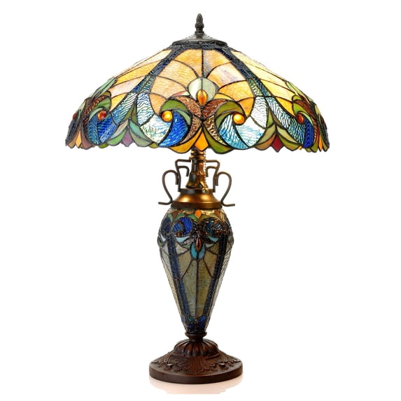 RADIANCE Goods Tiffany-Style 3 Light Victorian Double Lit Table Lamp 18" Shade