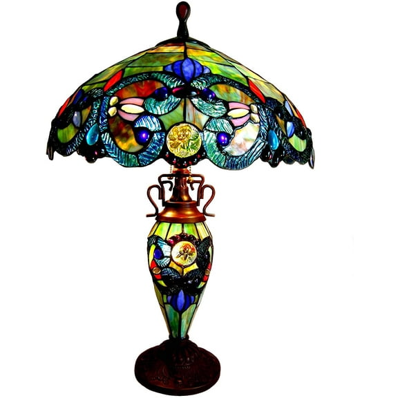 RADIANCE Goods Tiffany-Style 3 Light Victorian Double Lit Table Lamp 18" Shade