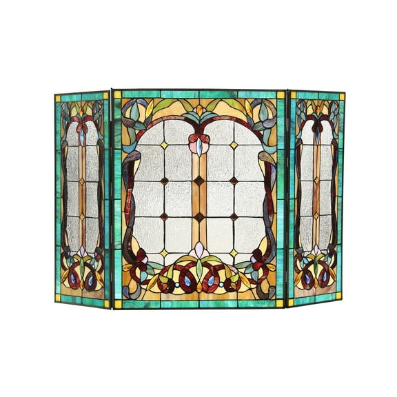 RADIANCE Goods Tiffany-Style 3pcs Folding Victorian Fireplace Screen 44x28