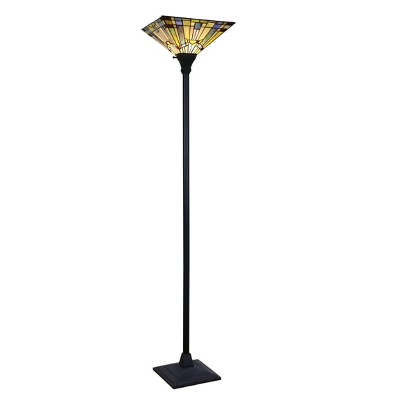 RADIANCE Goods Tiffany-Style Blackish Bronze 1-Light Mission Torchiere Floor Lamp 14" Shade