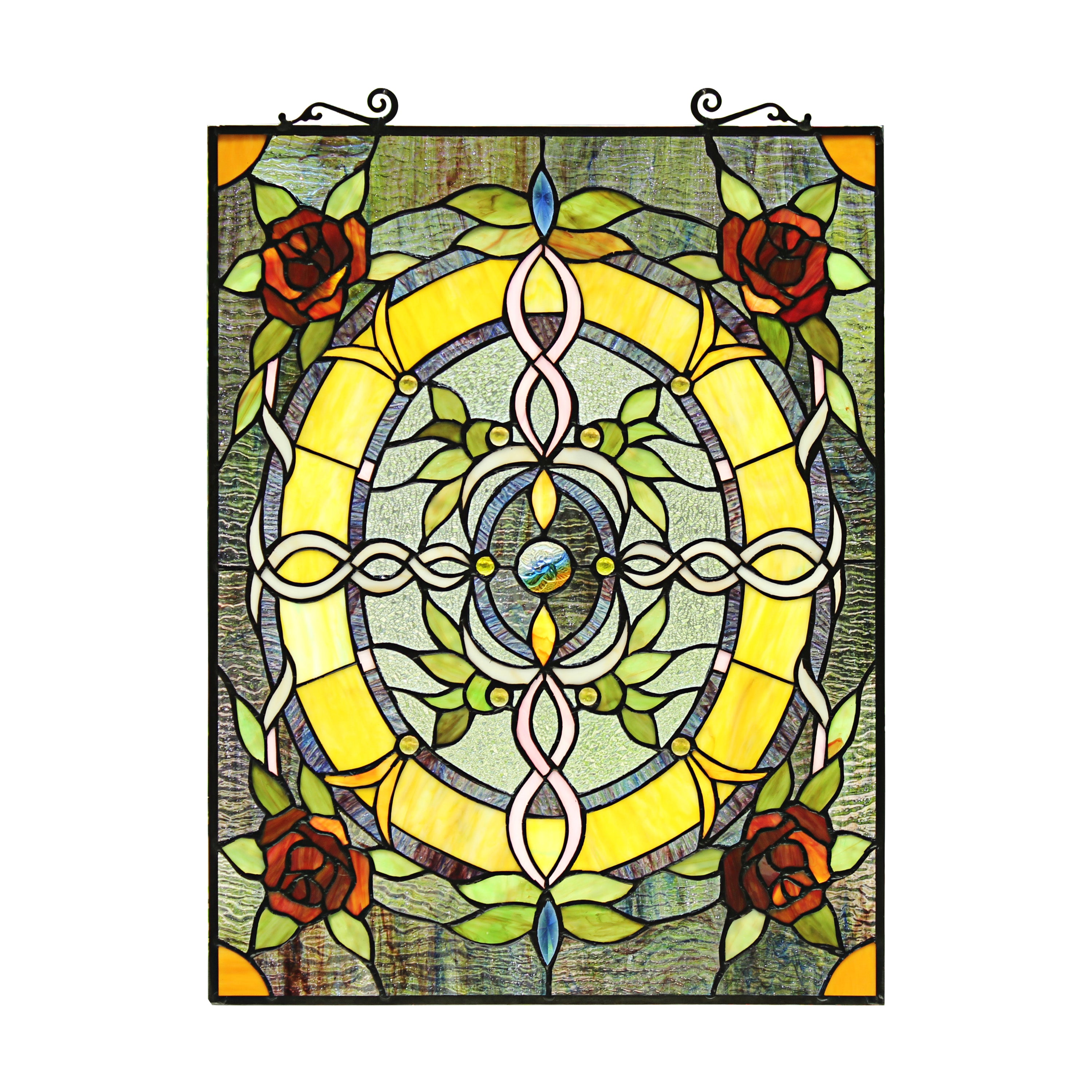 RADIANCE Goods Tiffany-Style Floral Stained Glass Window Panel 24 ...