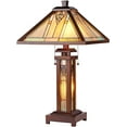 thumbnail image 1 of RADIANCE Goods Tiffany-Style Mission 3 Light Double Lit Wooden Table Lamp 15" Shade, 1 of 3