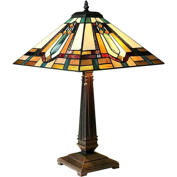 RADIANCE Goods Tiffany-Style Mission Stained Glass Table Lamp 24" Height