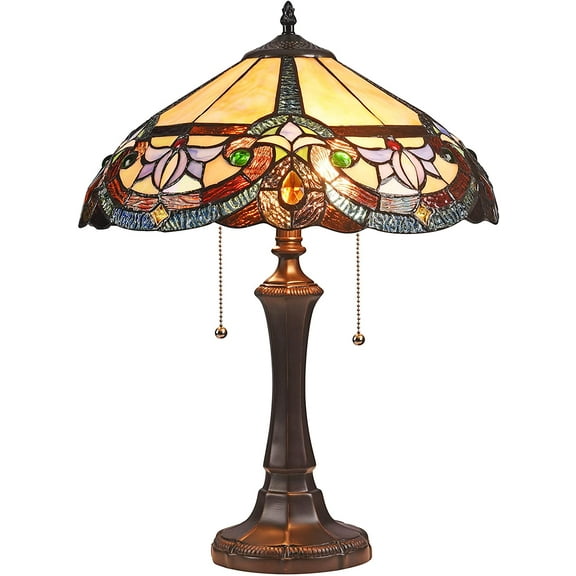 RADIANCE Goods Tiffany-Style Victorian 2 Light Dark Bronze Table Lamp 16" Wide