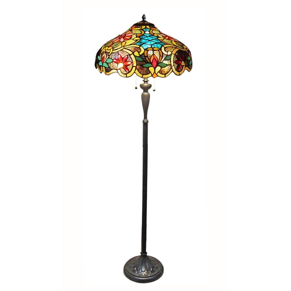 RADIANCE Goods Tiffany-Style Victorian 2 Light Floor Lamp 18" Shade