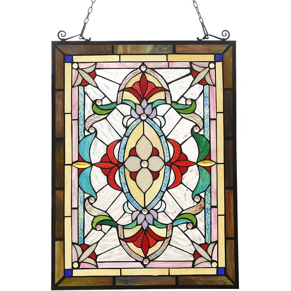 RADIANCE Goods Tiffany-Style Victorian Design Window Panel 18" x 25"