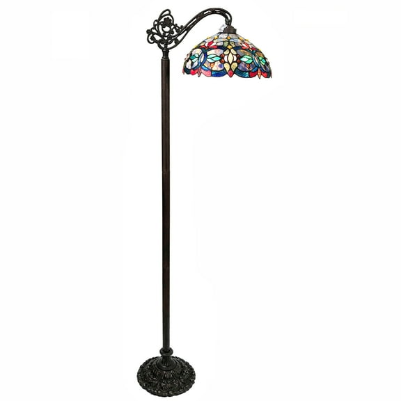 RADIANCE Goods Tiffany-Style Victorian Stained Glass Reading Floor Lamp 60" Height
