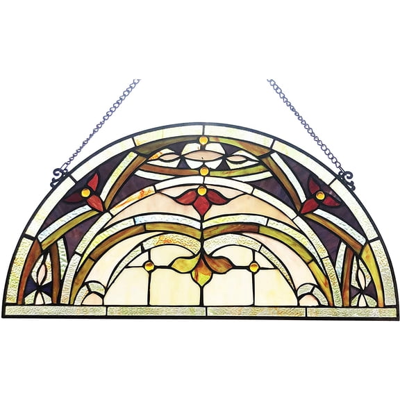 RADIANCE Goods Tiffany-Style Victorian Stained-Glass Window Panel 12.5" Height