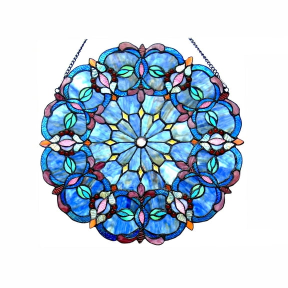 RADIANCE Goods Tiffany-Style Victorian Stained-Glass Window Panel 20" Height