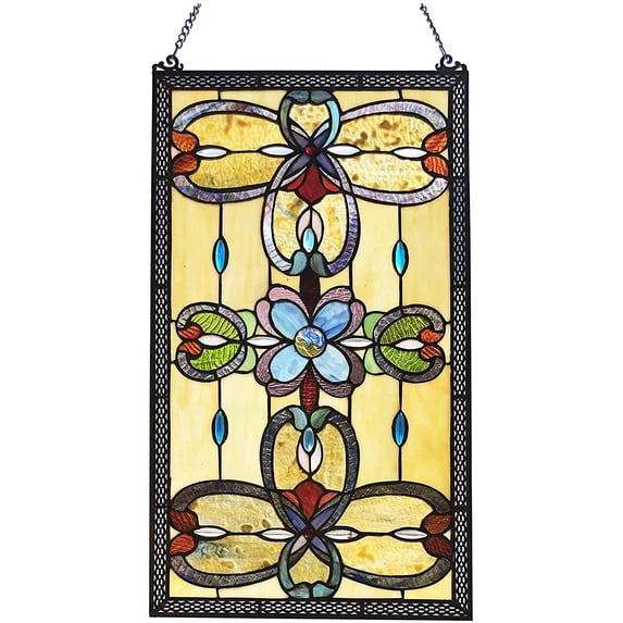 RADIANCE Goods Tiffany-Style Victorian Stained-Glass Window Panel 26" Height