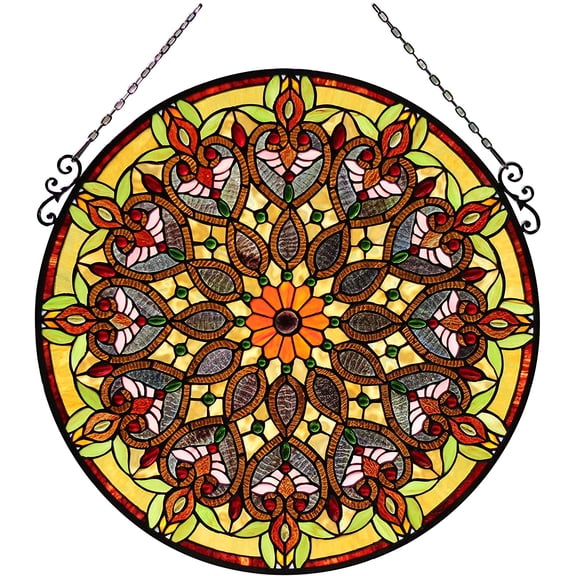 RADIANCE Goods Tiffany-Style Victorian Stained Glass Window Panel 26" Width