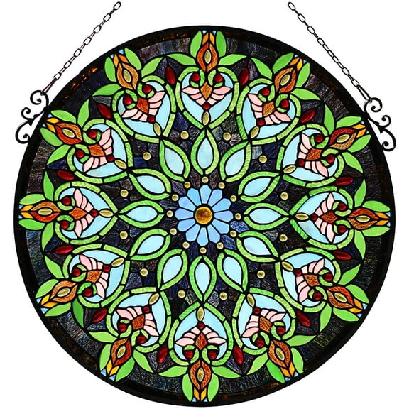 RADIANCE Goods Tiffany-Style Victorian Stained Glass Window Panel 26" Width