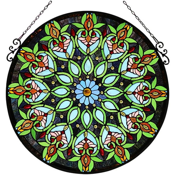 RADIANCE Goods Tiffany-Style Victorian Stained Glass Window Panel 26" Width