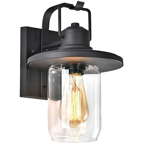 RADIANCE Goods Transitional 1 Light Textured Black Outdoor Wall Sconce 12" Height