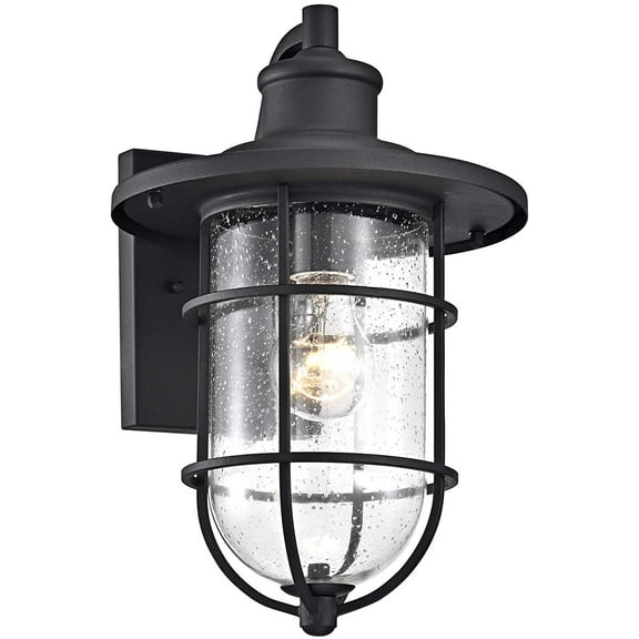 RADIANCE Goods Transitional 1 Light Textured Black Outdoor Wall Sconce 14" Height