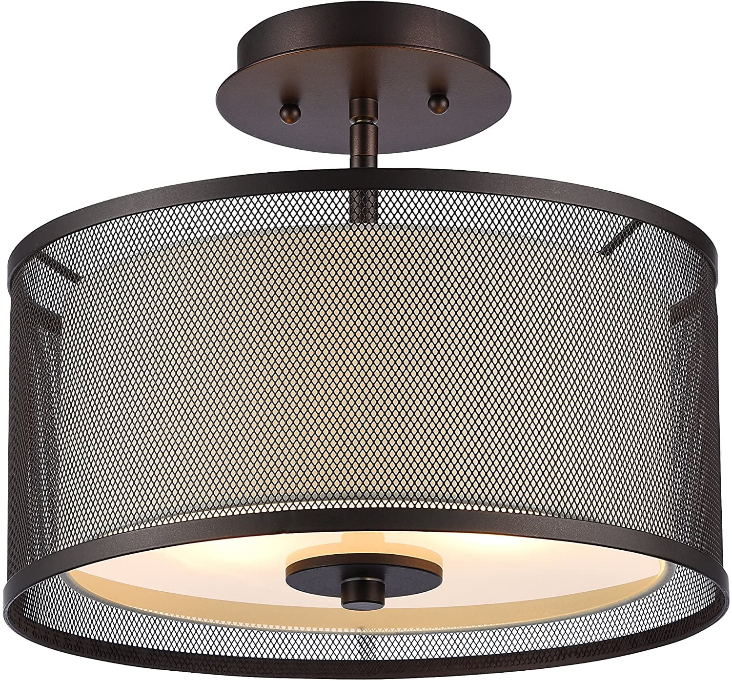 RADIANCE Goods Transitional 2 Light Rubbed Bronze Semi-Flush Ceiling Fixture 13" Wide