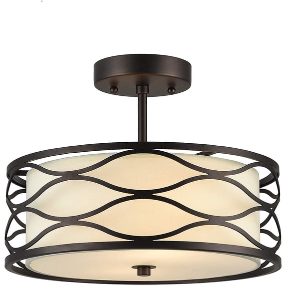 RADIANCE Goods Transitional 2 Light Rubbed Bronze Semi-Flush Ceiling Fixture 13" Wide