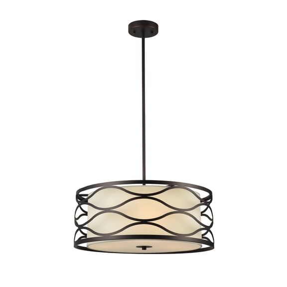 RADIANCE Goods Transitional 3 Light Rubbed Bronze Ceiling Pendant 20" Wide