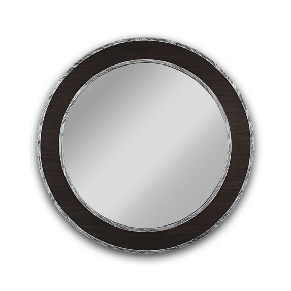 RADIANCE Goods Vertical Hanging Black-Wood Finish Circle Framed Wall Mirror 30" Height