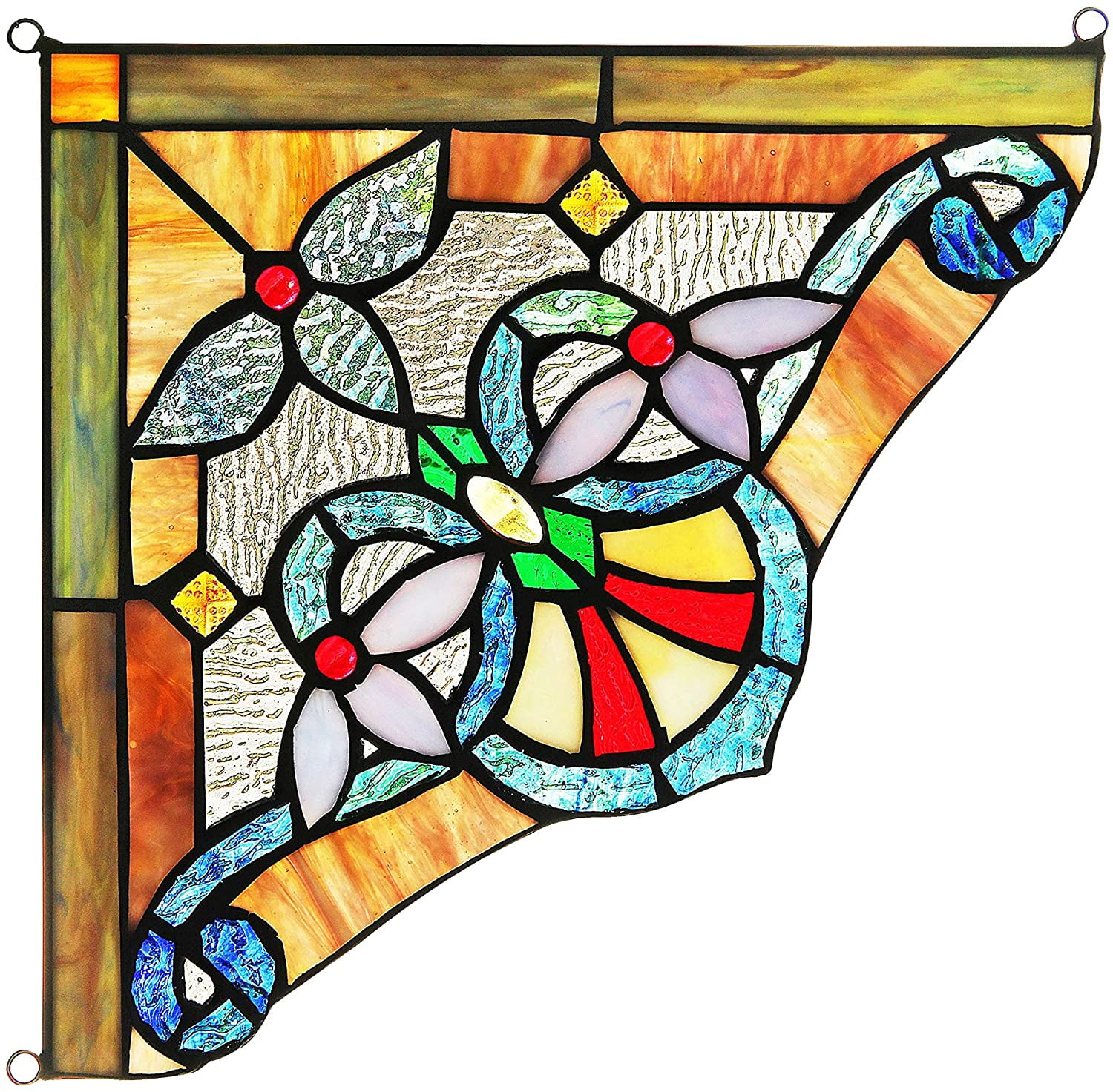 Anelisa Victorian Tiffany-Glass Abstract Window Panel with Copper Foil