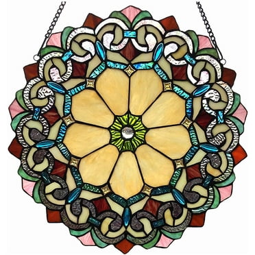 RADIANCE Goods Victorian Tiffany-Glass Window Panel 18" Wide