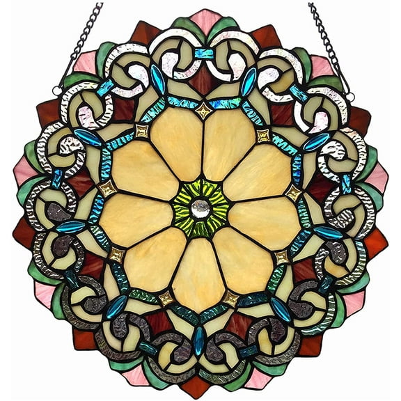 RADIANCE Goods Victorian Tiffany-Glass Window Panel 18" Wide